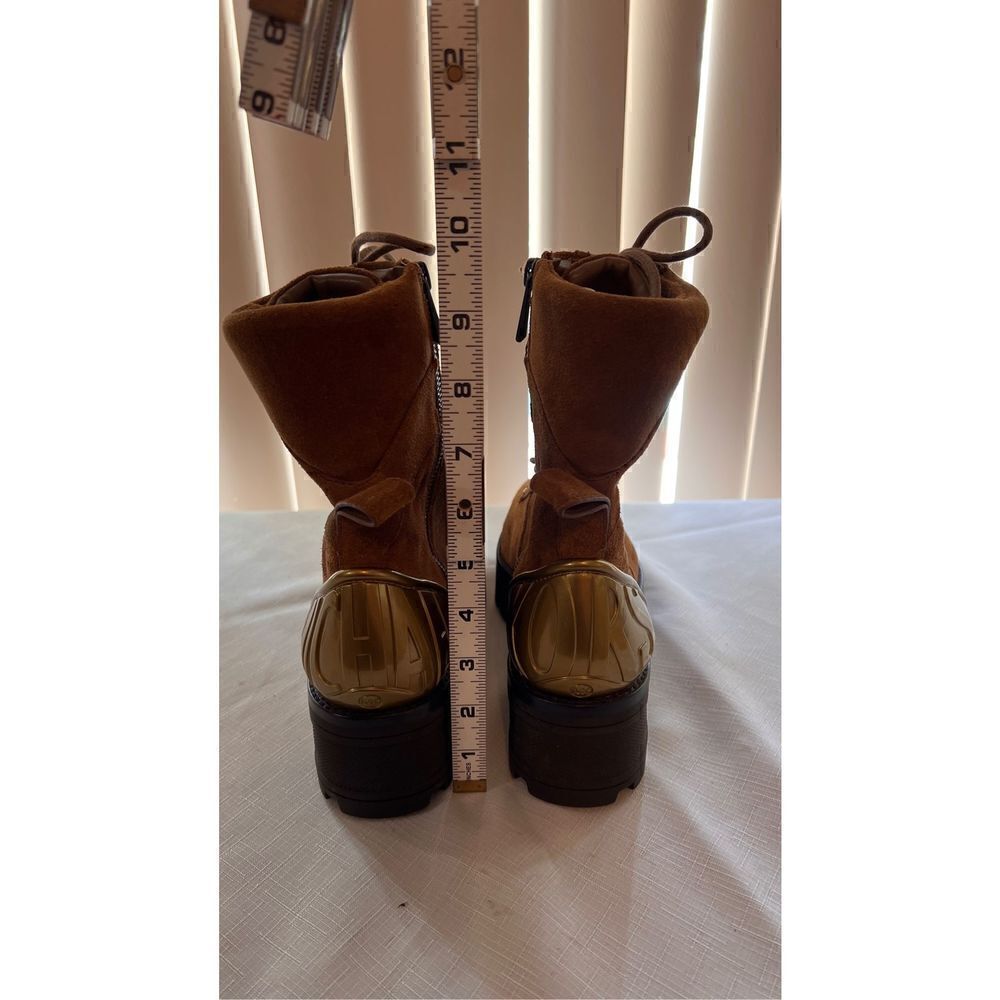 Michael Kors womens Suede Leather Chunky Heel Ankle Boots Brown Gold Size 9.5 - Picture 9 of 15